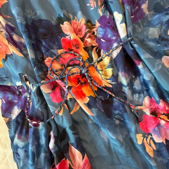 NEW W TAGS Johnny Was Women's SUMMER DAYS DRESS WITH BRAIDED TIE XS Floral Silk - Picture 5 of 10